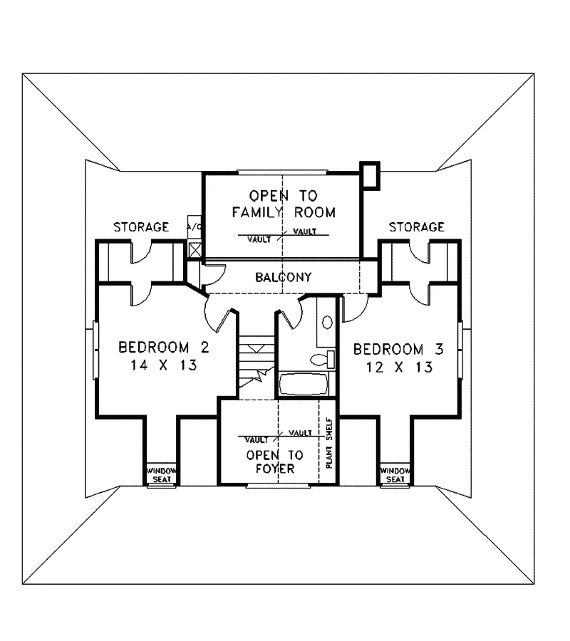 Bungalow House Plan Second Floor - Sumner Acadian Farmhouse 013D-0028 - Shop House Plans and More