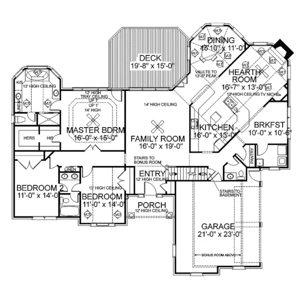 Southern House Plan First Floor - Barwick Ranch Home 013D-0030 - Search House Plans and More