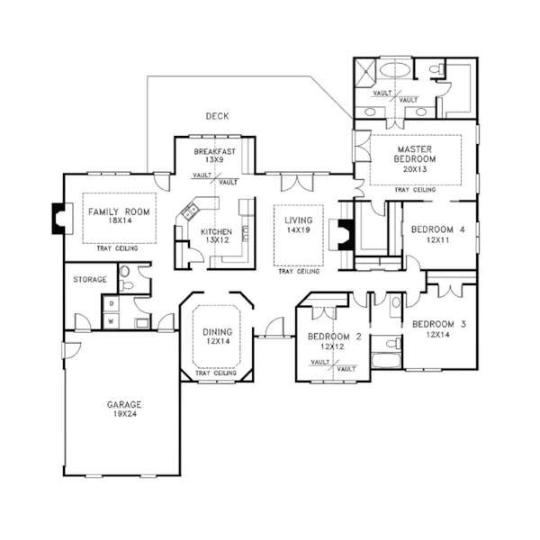 Ranch House Plan First Floor - Vienna Falls Ranch Home 013D-0034 - Shop House Plans and More