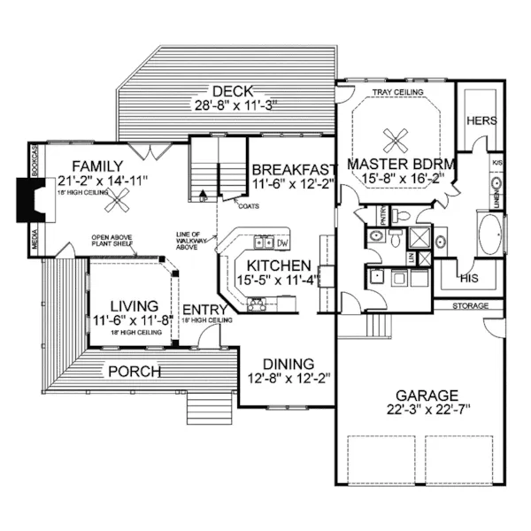 Craftsman House Plan First Floor - Bradley Farm Country Home 013D-0035 - Search House Plans and More