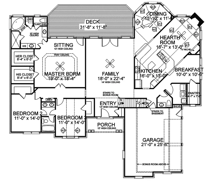 Traditional House Plan First Floor - Durand Traditional Ranch Home 013D-0037 - Search House Plans and More