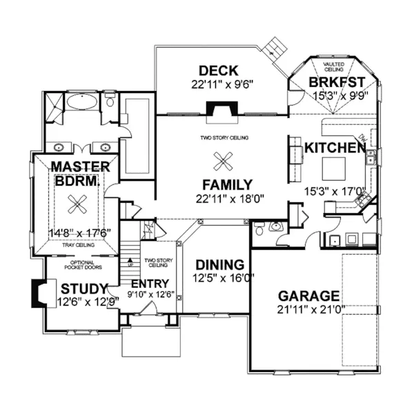 Traditional House Plan First Floor - Dungate Traditional Home 013D-0038 - Search House Plans and More