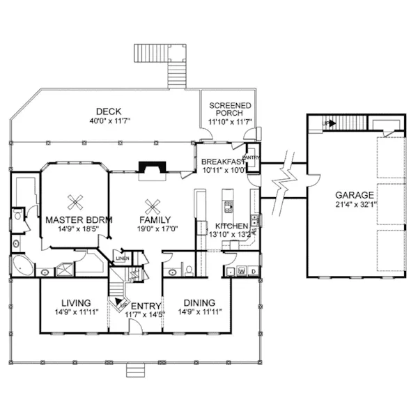 Southern House Plan First Floor - Tennille Farmhouse 013D-0039 - Shop House Plans and More