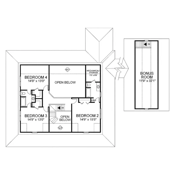 Southern House Plan Second Floor - Tennille Farmhouse 013D-0039 - Shop House Plans and More