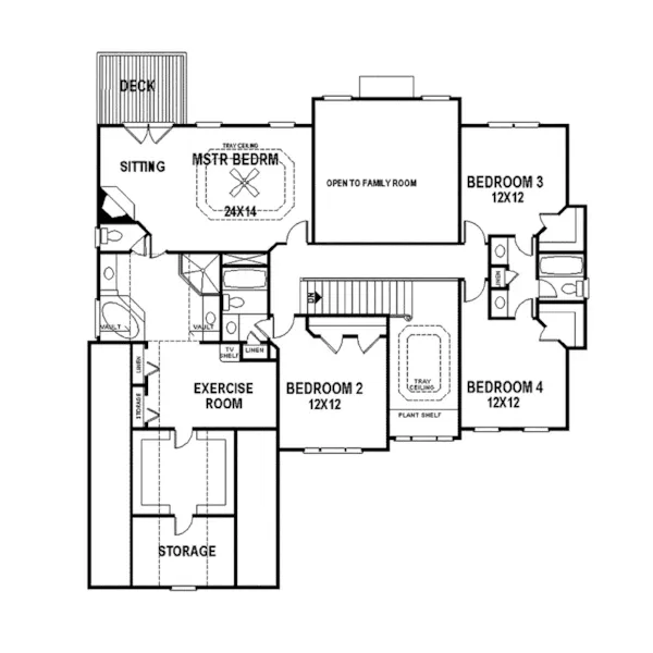 Colonial House Plan Second Floor - Knoxville Greek Revival Home 013D-0040 - Search House Plans and More