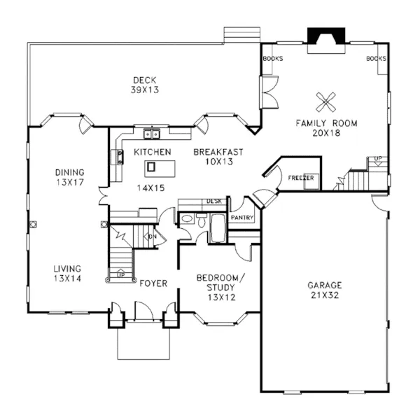 Tudor House Plan First Floor - Jewell Traditional Home 013D-0041 - Search House Plans and More