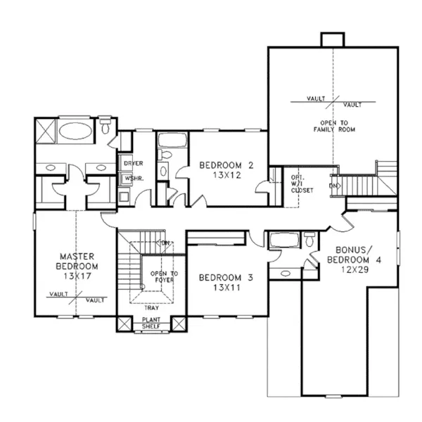 Tudor House Plan Second Floor - Jewell Traditional Home 013D-0041 - Search House Plans and More