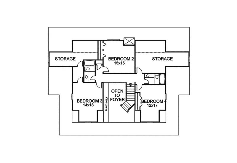Southern House Plan Second Floor - Hallberg Country Farmhouse 013D-0042 - Search House Plans and More
