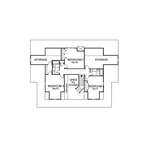 Southern House Plan Second Floor - Hallberg Country Farmhouse 013D-0042 - Search House Plans and More