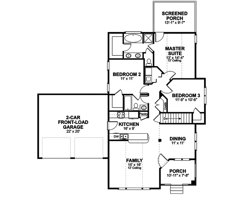 Traditional House Plan First Floor - Newton Country Ranch Home 013D-0043 - Shop House Plans and More