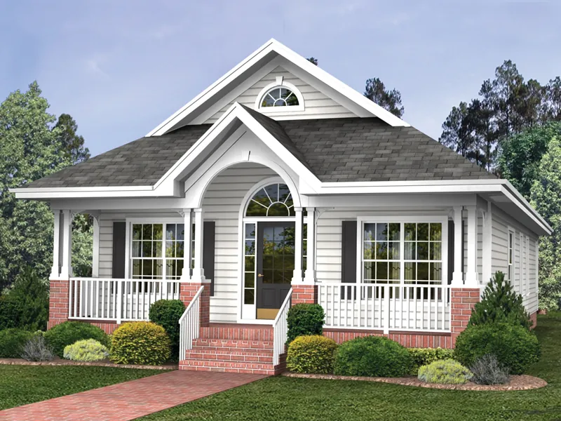 Quaint Cottage Home With Gables And Covered Porch