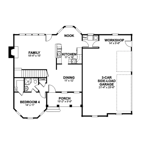 Traditional House Plan First Floor - Hansen Southern Country Home 013D-0047 - Search House Plans and More