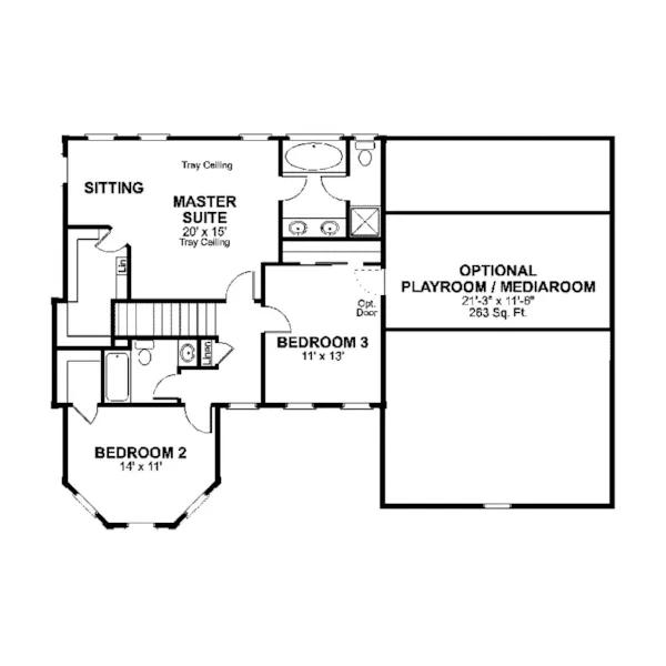 Traditional House Plan Second Floor - Hansen Southern Country Home 013D-0047 - Search House Plans and More