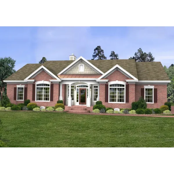 Symmetrical Gables Frame The Front Of This Home