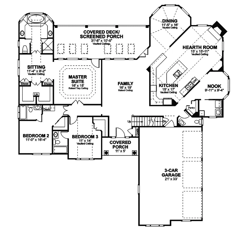 Traditional House Plan First Floor - Selkirk Country French Home 013D-0053 - Shop House Plans and More