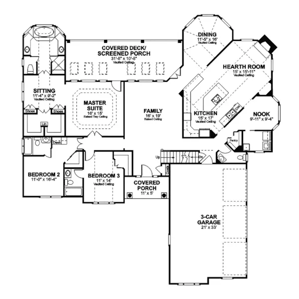 Country French House Plan First Floor - Selkirk Country French Home 013D-0053 - Shop House Plans and More