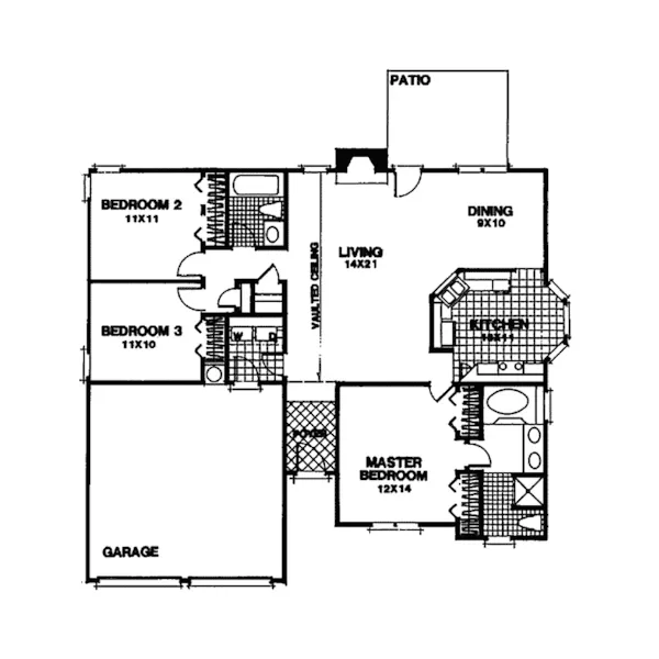 Ranch House Plan First Floor - Duffy Ranch Home 013D-0058 - Search House Plans and More