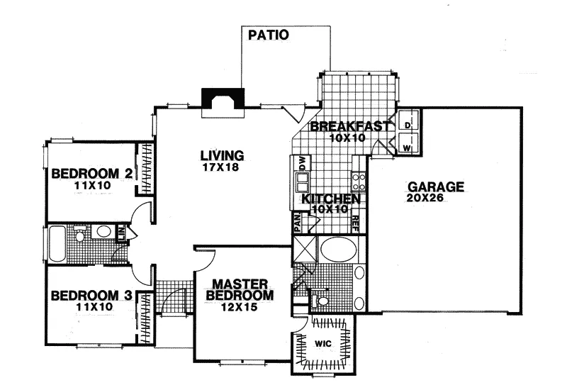English Cottage House Plan First Floor - Sidwell Ranch Home 013D-0061 - Shop House Plans and More