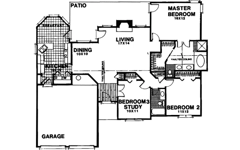 Traditional House Plan First Floor - Cotter Creek Ranch Home 013D-0063 - Search House Plans and More