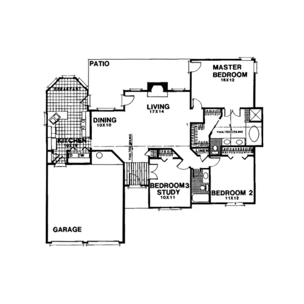 Traditional House Plan First Floor - Cotter Creek Ranch Home 013D-0063 - Search House Plans and More