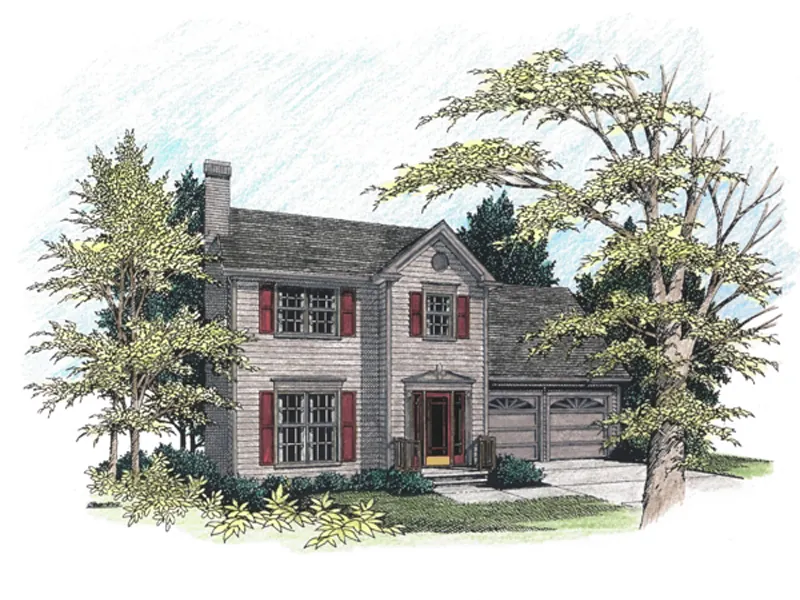 Colonial House Plan Front Image - Gibson Traditional Home 013D-0064 - Search House Plans and More