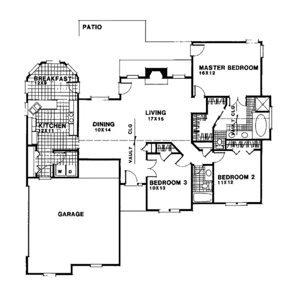 Ranch House Plan First Floor - Davis Mill Ranch Home 013D-0067 - Search House Plans and More