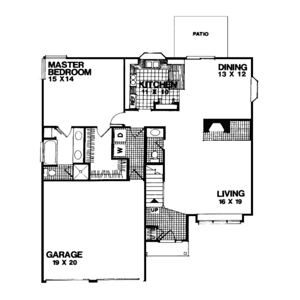 Traditional House Plan First Floor - Pine Park Ranch Home 013D-0071 - Shop House Plans and More