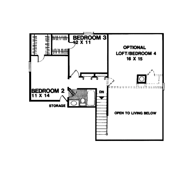 Traditional House Plan Second Floor - Pine Park Ranch Home 013D-0071 - Shop House Plans and More