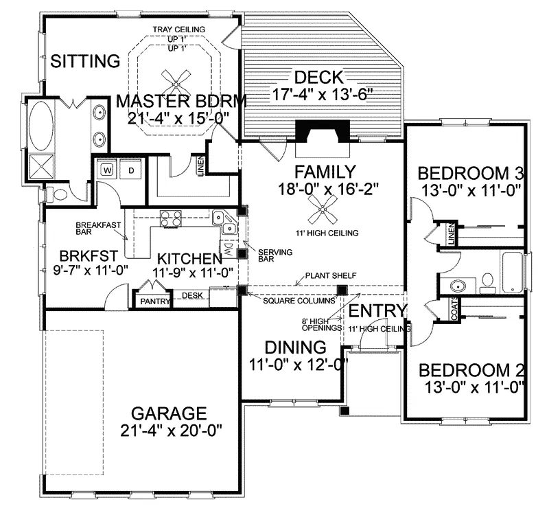 Ranch House Plan First Floor - Marion Park Traditional Home 013D-0073 - Shop House Plans and More