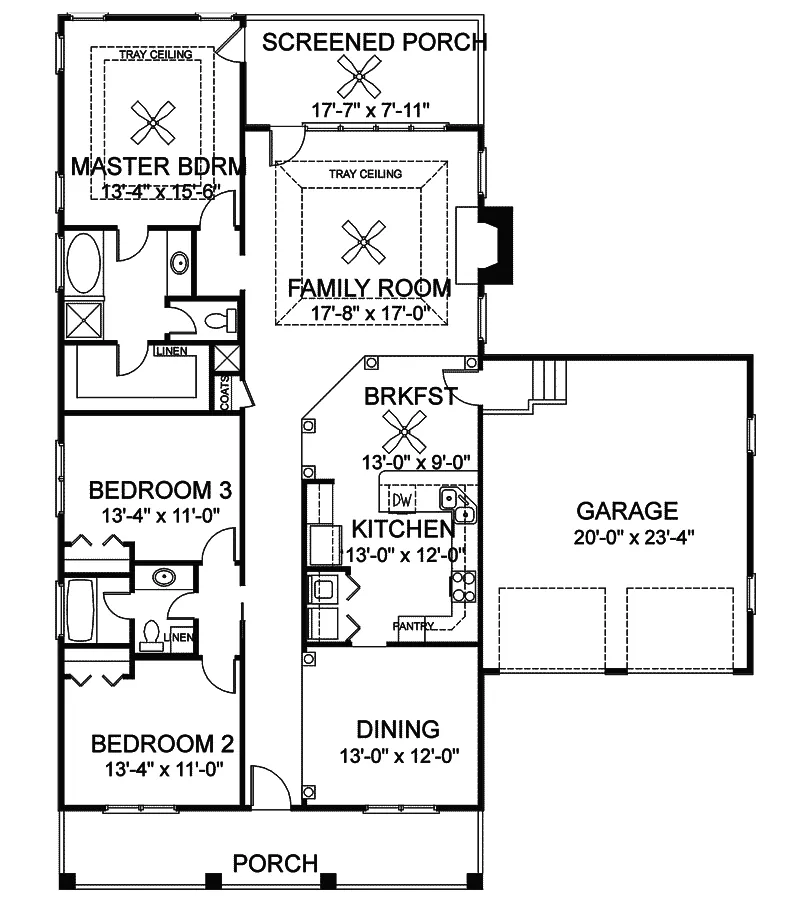 Southern House Plan First Floor - Mitchell Hill Cottage Home 013D-0077 - Shop House Plans and More