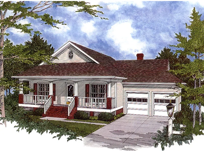 Country-Style Cottage With Raised Covered Porch