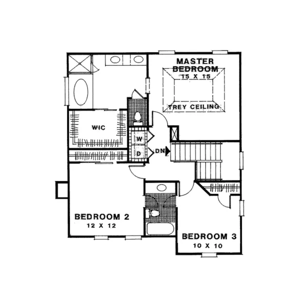 Southern House Plan Second Floor - Carey Narrow Lot Home 013D-0084 - Search House Plans and More