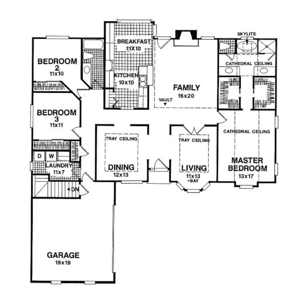 Southern House Plan First Floor - Dunlap Point Ranch Home 013D-0086 - Search House Plans and More