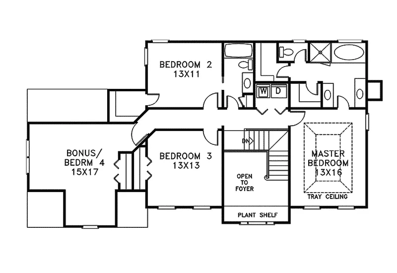 Sunbelt House Plan Second Floor - Summertown Georgian Home 013D-0087 - Shop House Plans and More