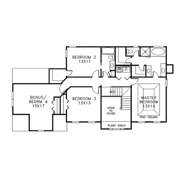 Georgian House Plan Second Floor - Summertown Georgian Home 013D-0087 - Shop House Plans and More