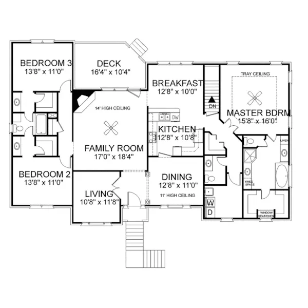 Traditional House Plan First Floor - Freeman Split-Level Home 013D-0092 - Search House Plans and More