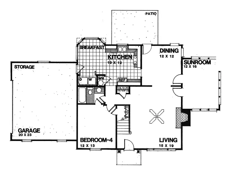 Early American House Plan First Floor - Twin Lakes Country French Home 013D-0093 - Shop House Plans and More
