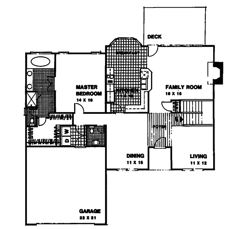 Traditional House Plan First Floor - Herod Contemporary Home 013D-0094 - Search House Plans and More