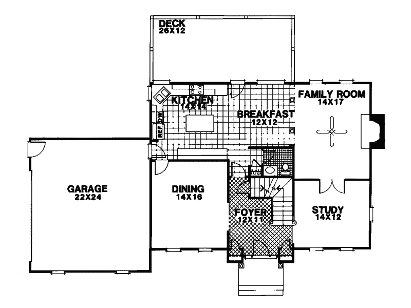 Colonial House Plan First Floor - Hannah Mills Traditional Home 013D-0098 - Search House Plans and More