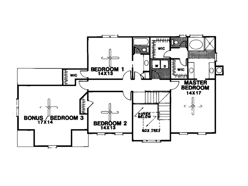 Traditional House Plan Second Floor - Hannah Mills Traditional Home 013D-0098 - Search House Plans and More