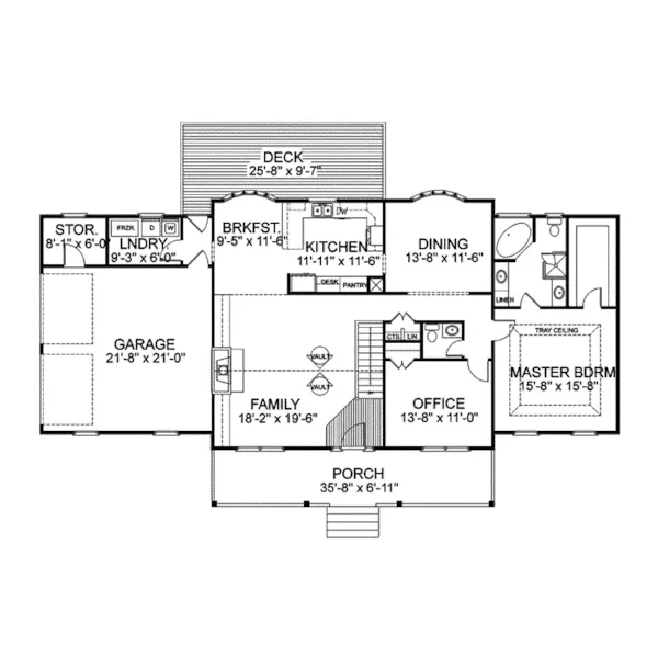 Traditional House Plan First Floor - Aldora Traditional Country Home 013D-0099 - Search House Plans and More