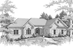 Ranch House Plan Front Image of House - Stovall Park Brick Ranch Home 013D-0100 - Shop House Plans and More
