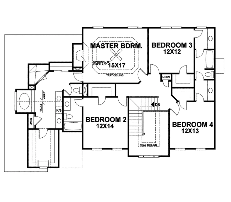 Greek Revival House Plan Second Floor - Montrose Bay European Home 013D-0108 - Shop House Plans and More