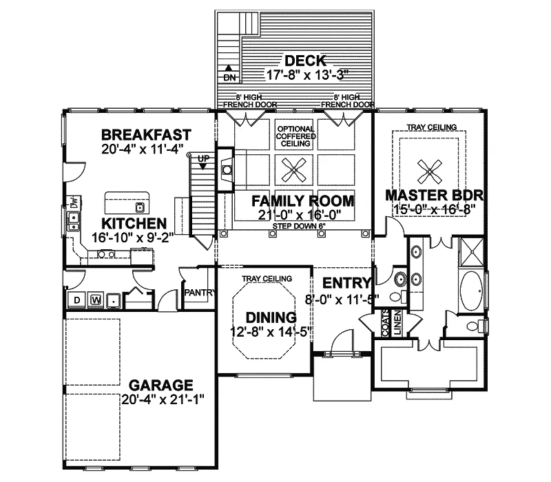 Southern House Plan First Floor - Howell European Home 013D-0113 - Search House Plans and More