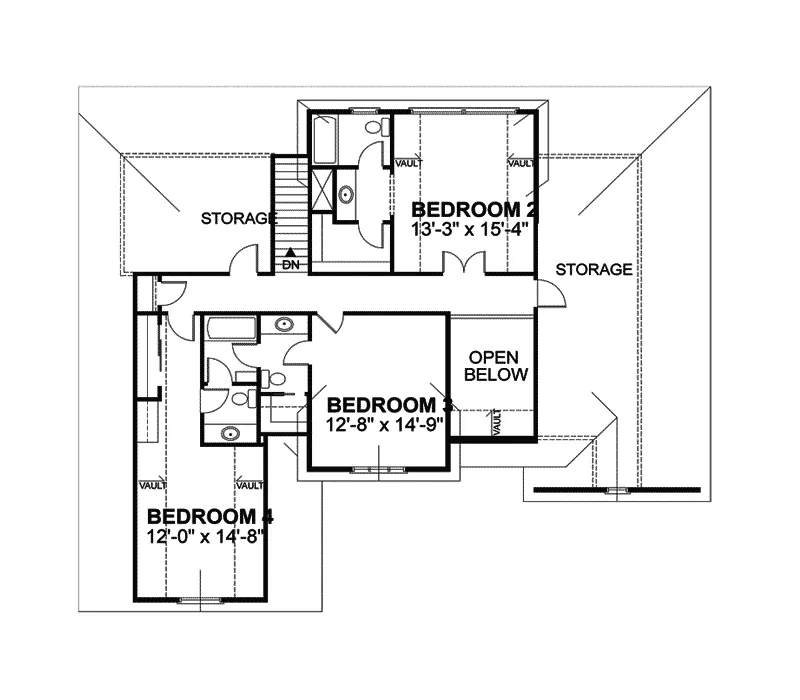 Southern House Plan Second Floor - Howell European Home 013D-0113 - Search House Plans and More