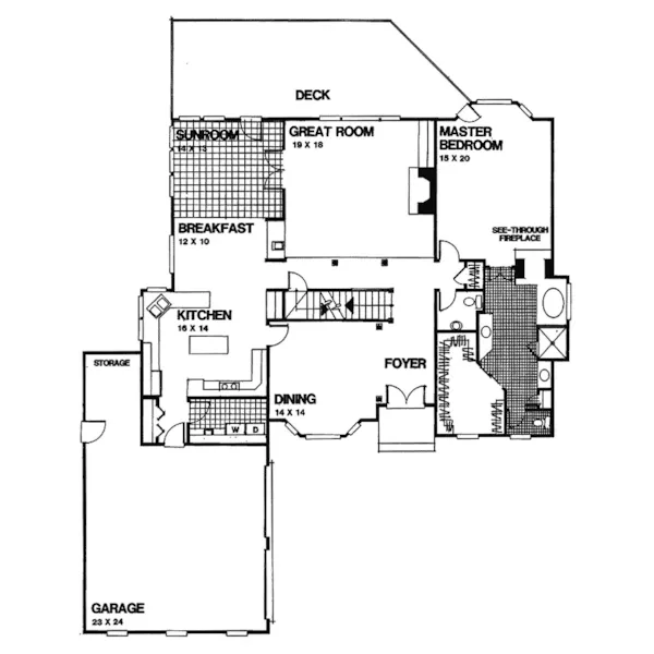 European House Plan First Floor - Cottonwood Traditional Home 013D-0115 - Search House Plans and More