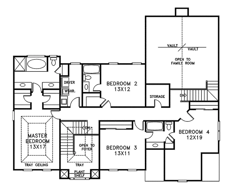 Colonial House Plan Second Floor - Cannonville Country French Home 013D-0117 - Search House Plans and More