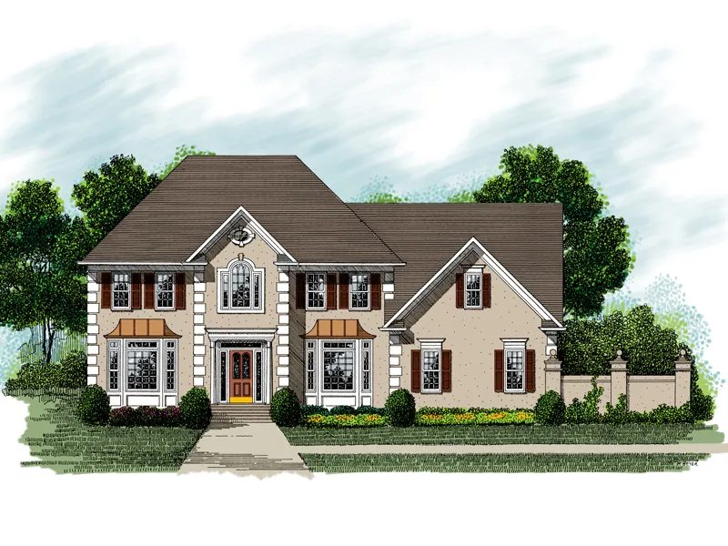 Country French Two-Story Stucco Home
