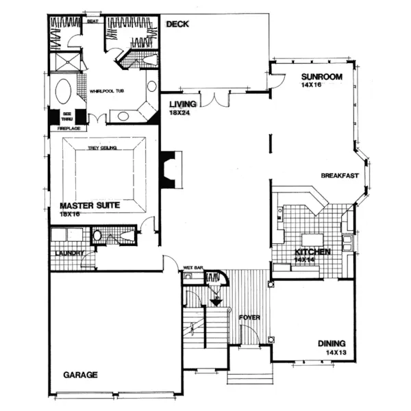 European House Plan First Floor - Graysville European Home 013D-0118 - Search House Plans and More