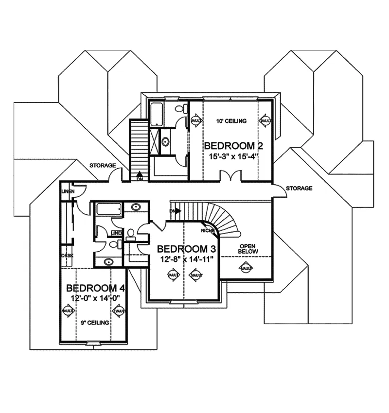 Traditional House Plan Second Floor - Clemson Traditional Home 013D-0119 - Search House Plans and More